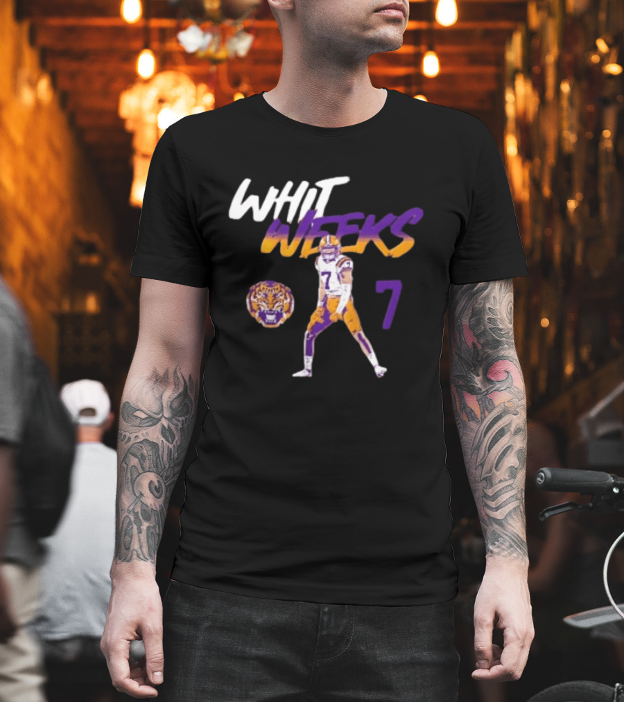 LSU Tigers Football Whit Weeks 7 Player Pose Tiger T-Shirt