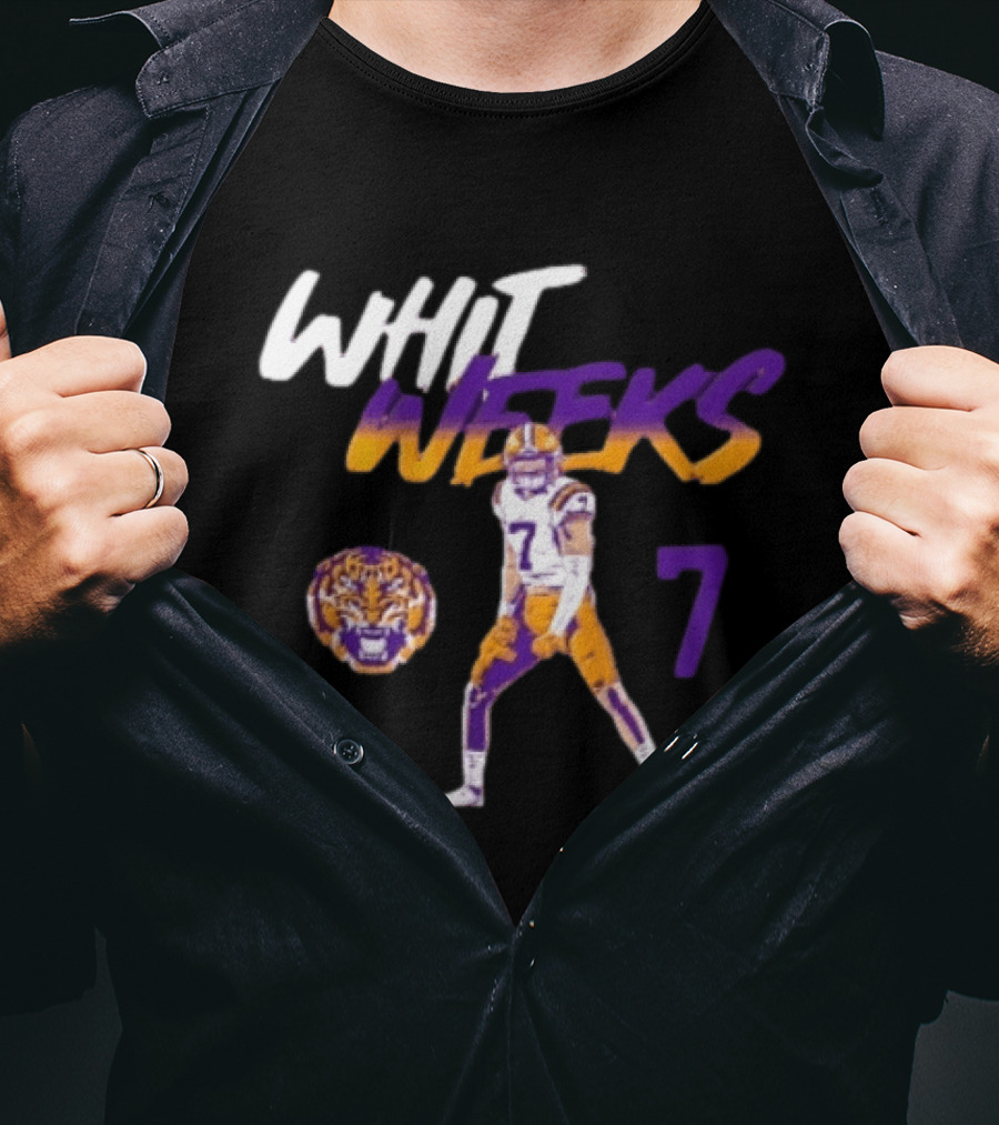 LSU Tigers Football Whit Weeks 7 Player Pose Tiger T-Shirt