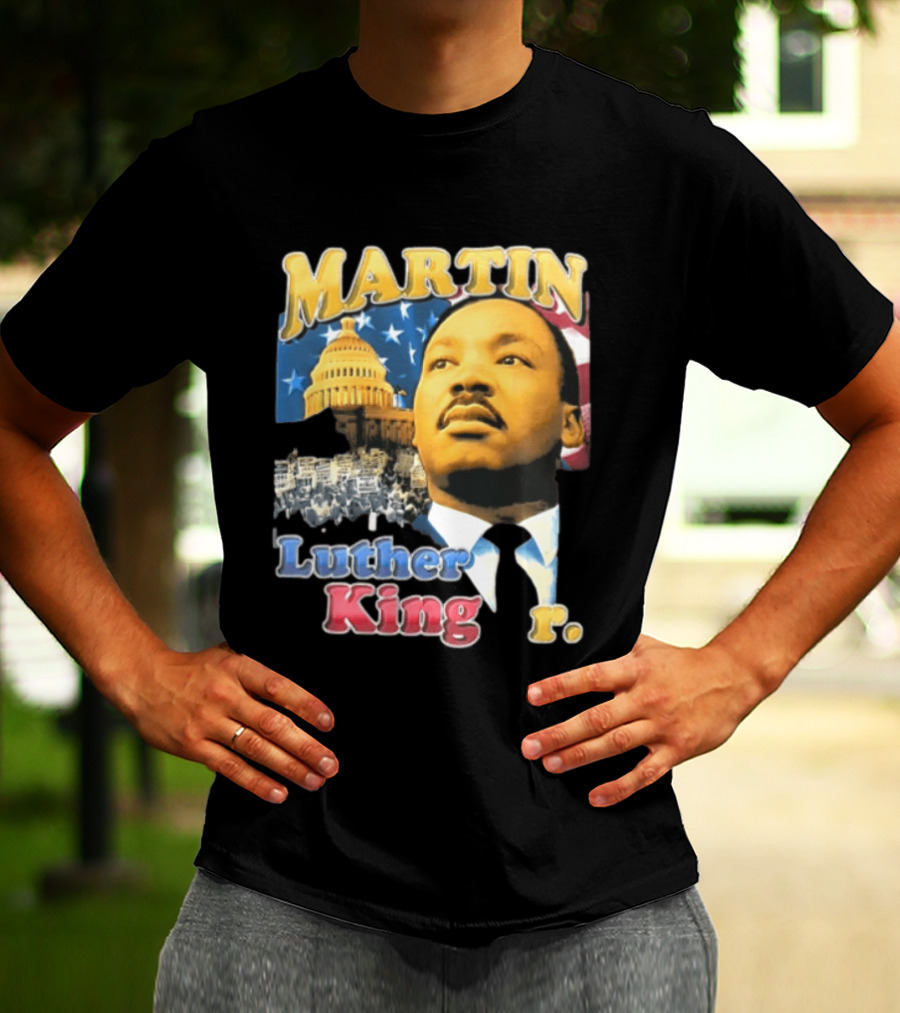 Martin Luther King Jr US Capitol American Flag Civil Rights March T-Shirt