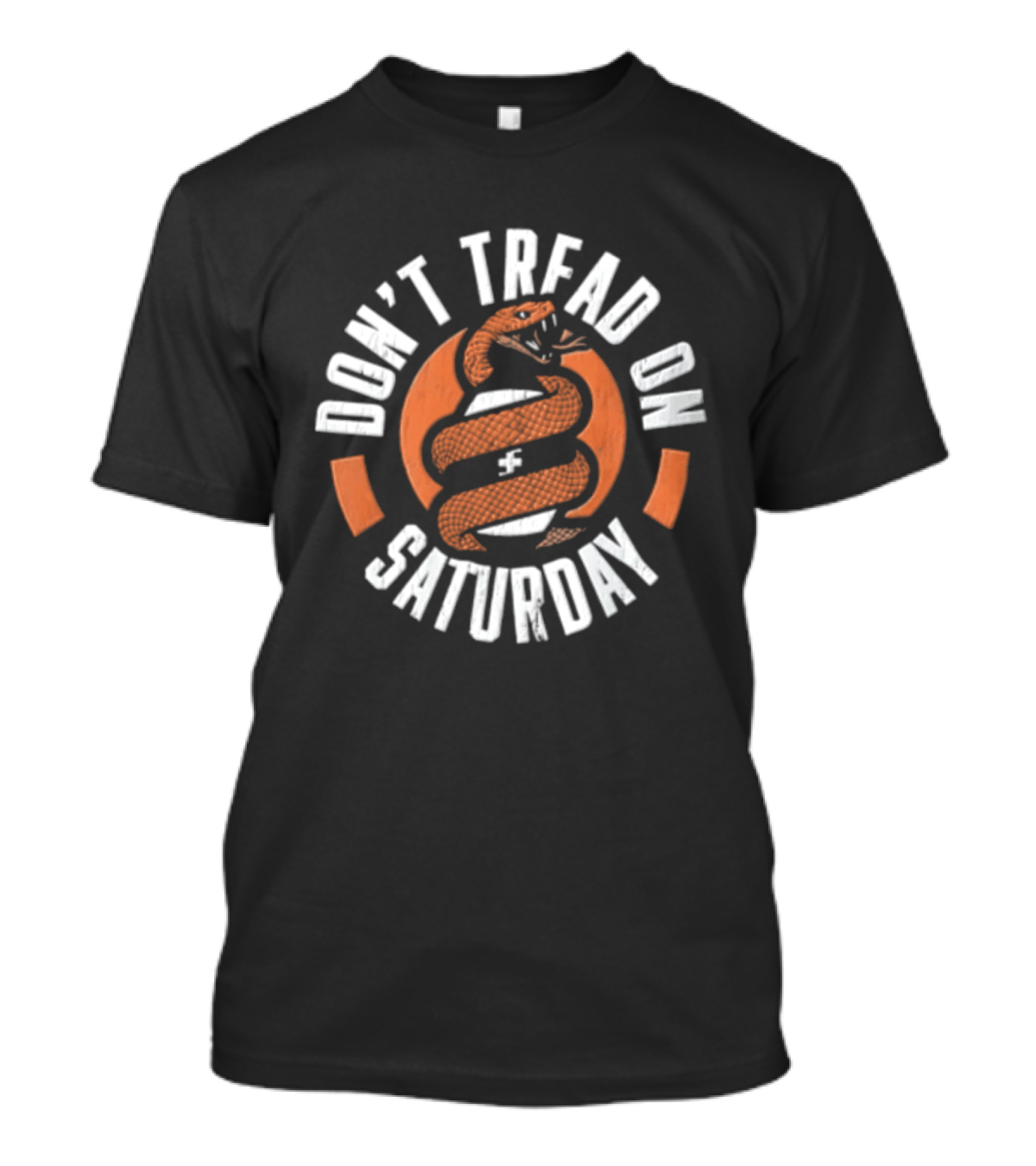 Don't Tread On Saturday Coiled Rattlesnake Orange Distressed T-Shirt