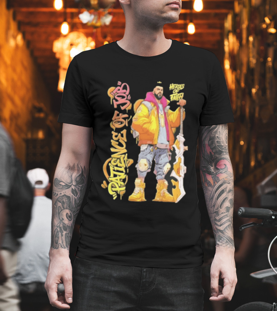 Patience Of Job Heroes Of Faith Bearded Man Sword Cartoon T-Shirt
