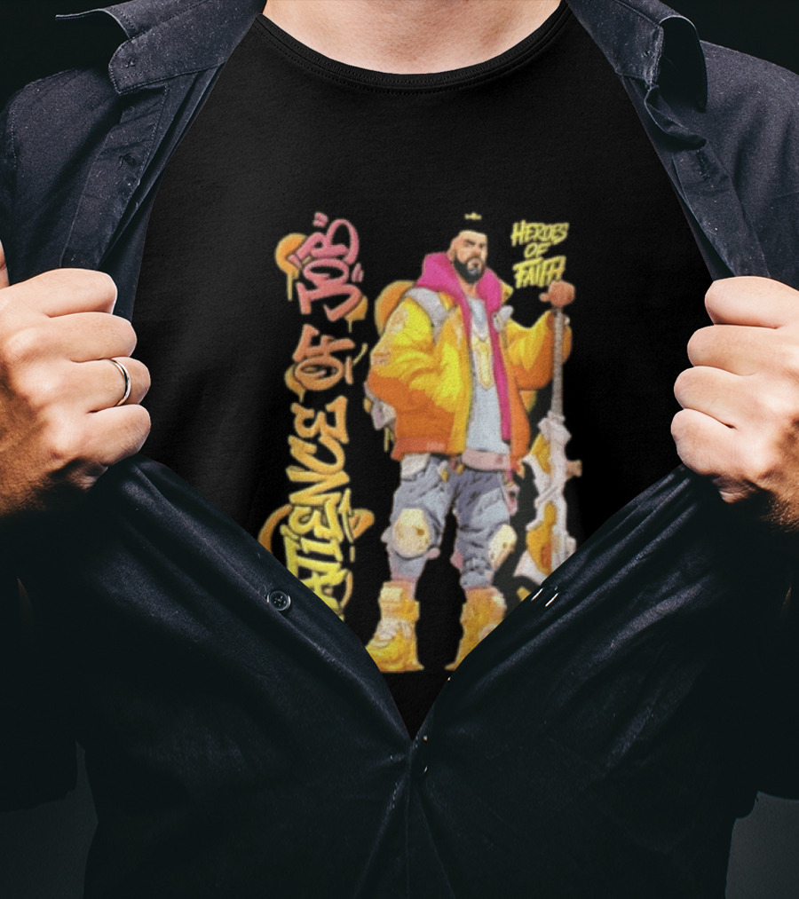 Patience Of Job Heroes Of Faith Bearded Man Sword Cartoon T-Shirt