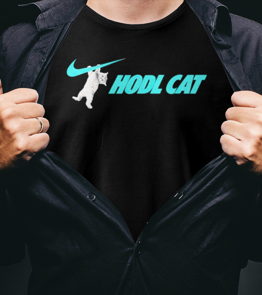 Hodl Cat Crypto Bitcoin Investing Kitten With Iconic Swoosh T-Shirt