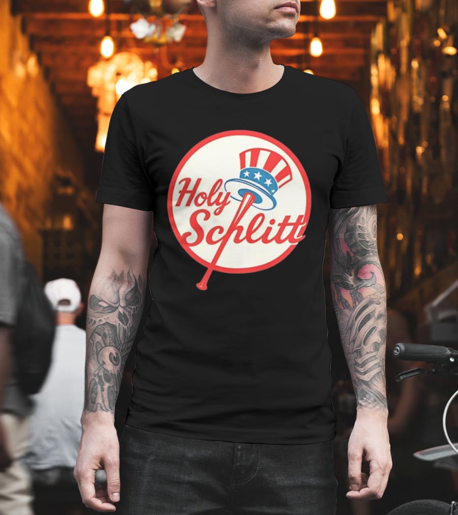 Holy Schlitt Uncle Sam Hat Patriotic Baseball T-Shirt