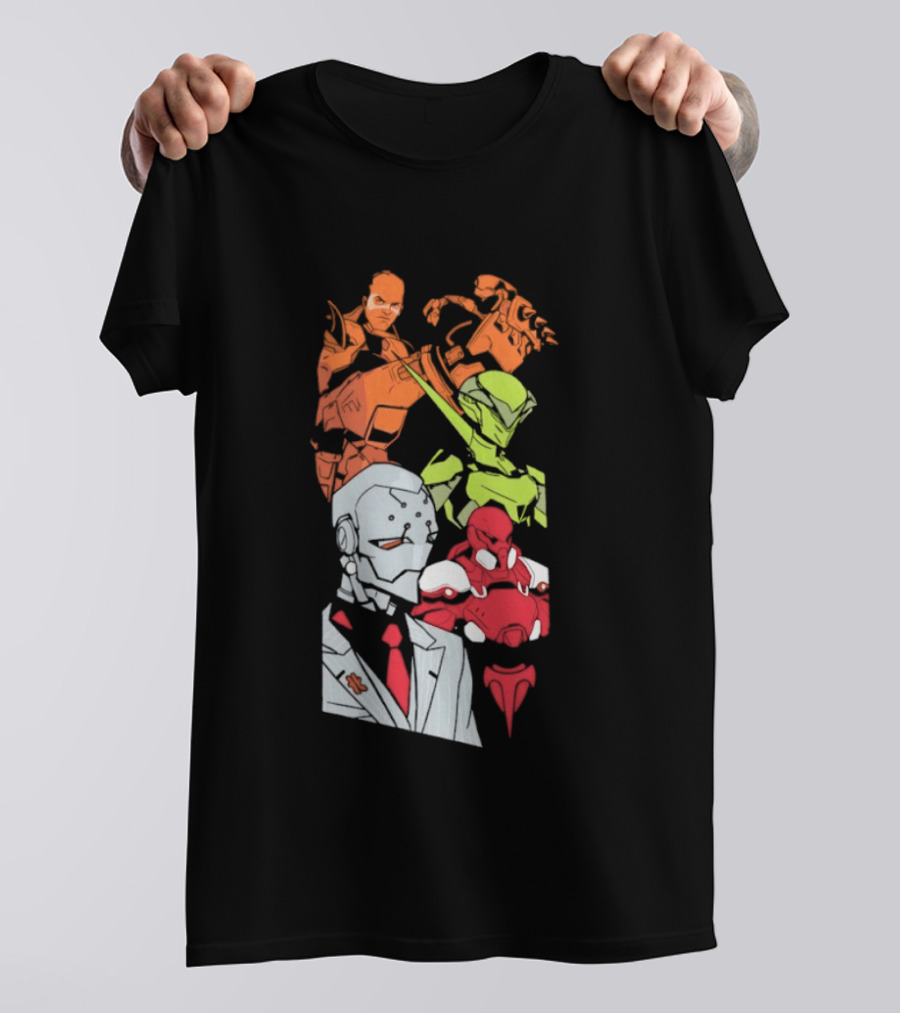 Over Characters Group Sigma Genji Reinhardt Colorful T-Shirt