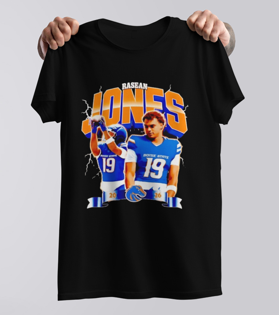 Rasean Jones Boise State Football 2026 Electric Blue Broncos T-Shirt