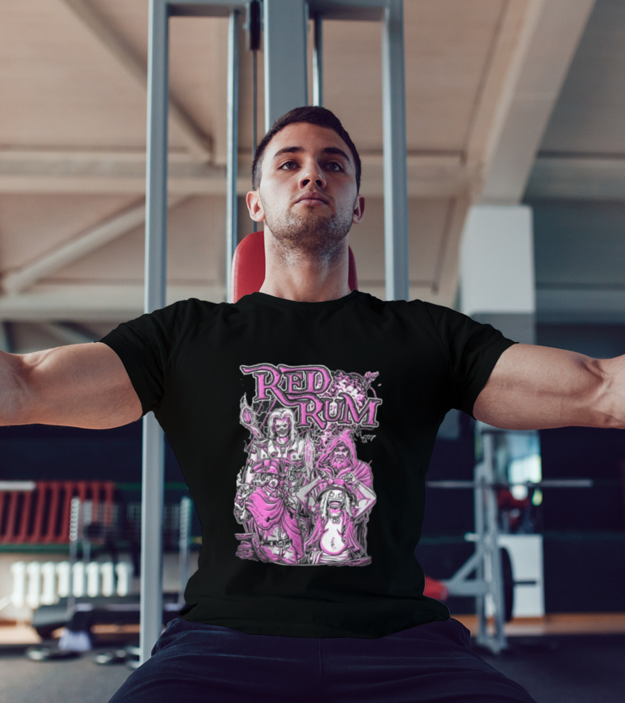 Red Rum Pink Pirate Crew Captain Hooded Wizard Comic Line T-Shirt