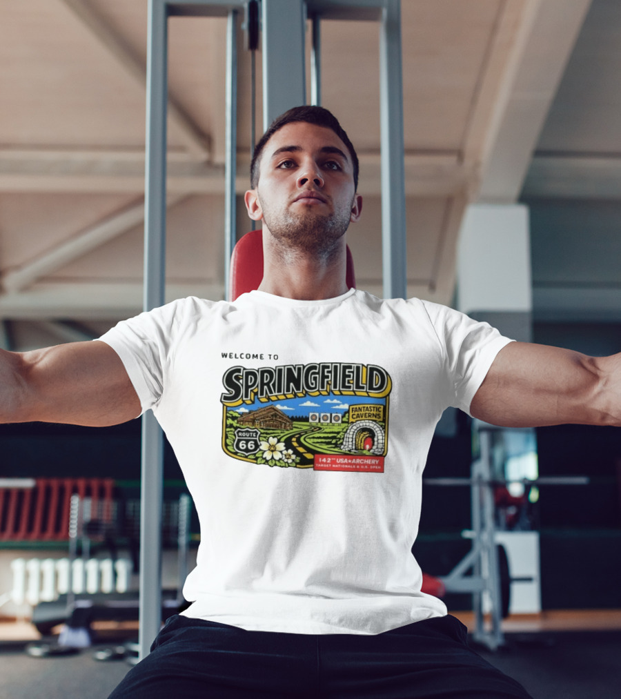 Welcome To Springfield Route 66 Fantastic Caverns 142nd USA Archery Target Nationals U.S. Open T-Shirt