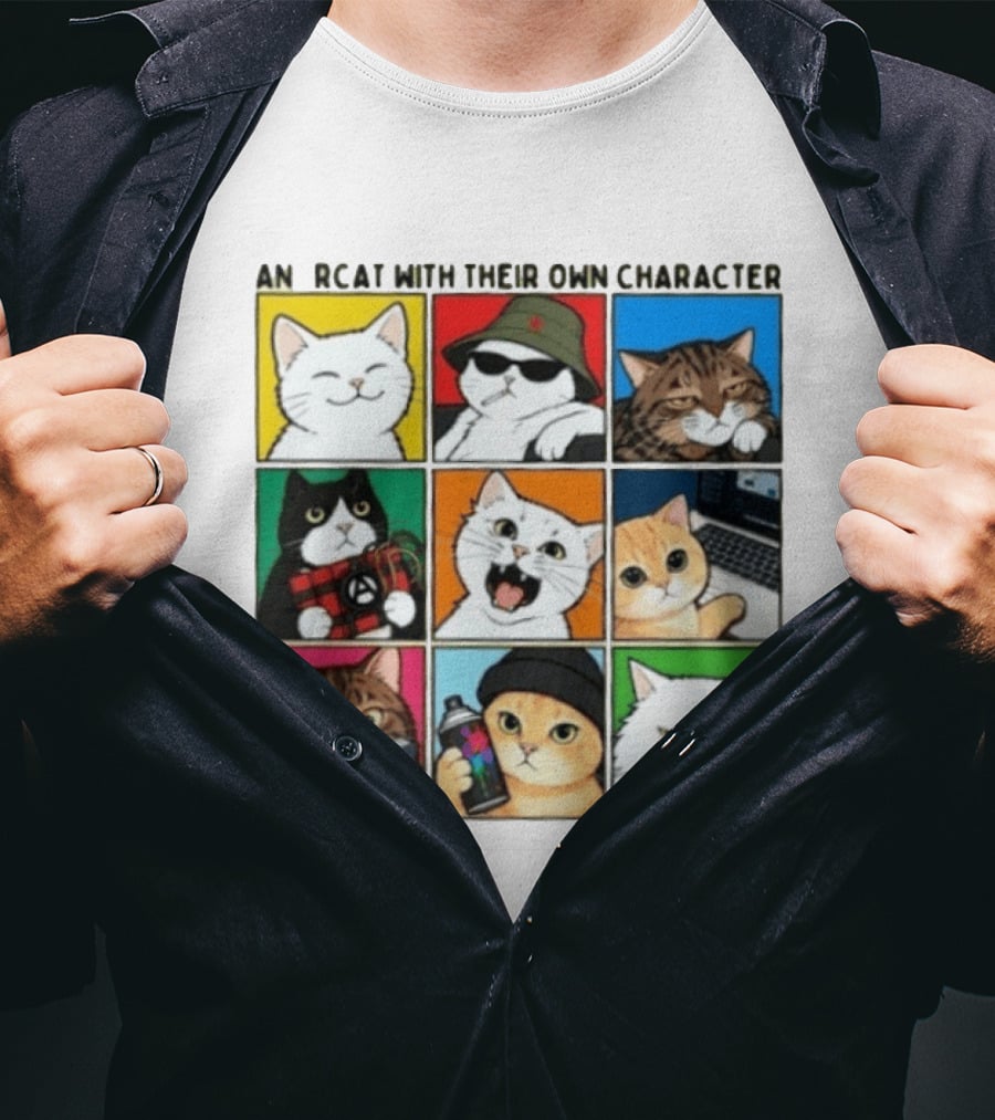 AN RCAT WITH THEIR OWN CHARACTER Cat Collage T-Shirt