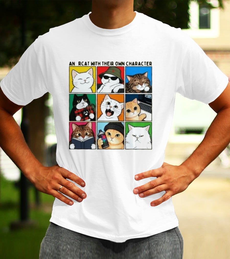 AN RCAT WITH THEIR OWN CHARACTER Cat Collage T-Shirt