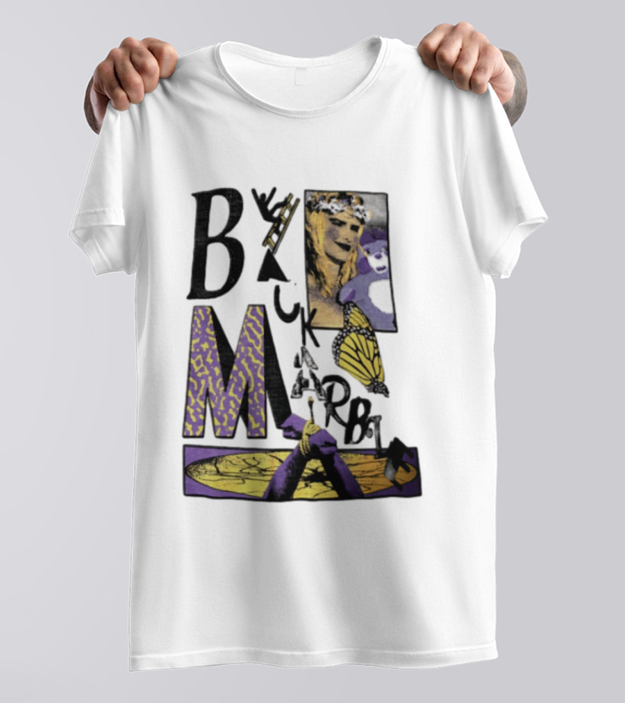 Black Marble Butterfly Tied Hands Woman Ladder T-Shirt