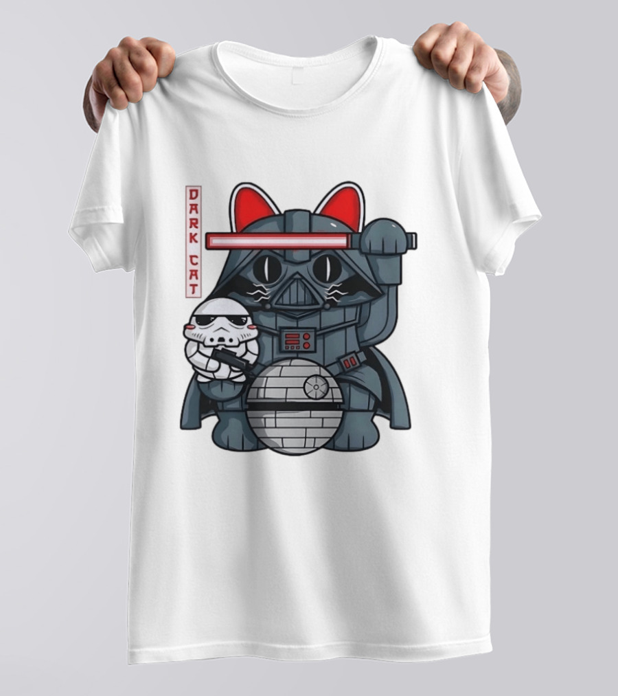 Dark Cat Vader Star Wars Cat Holding Stormtrooper Helmet T-Shirt