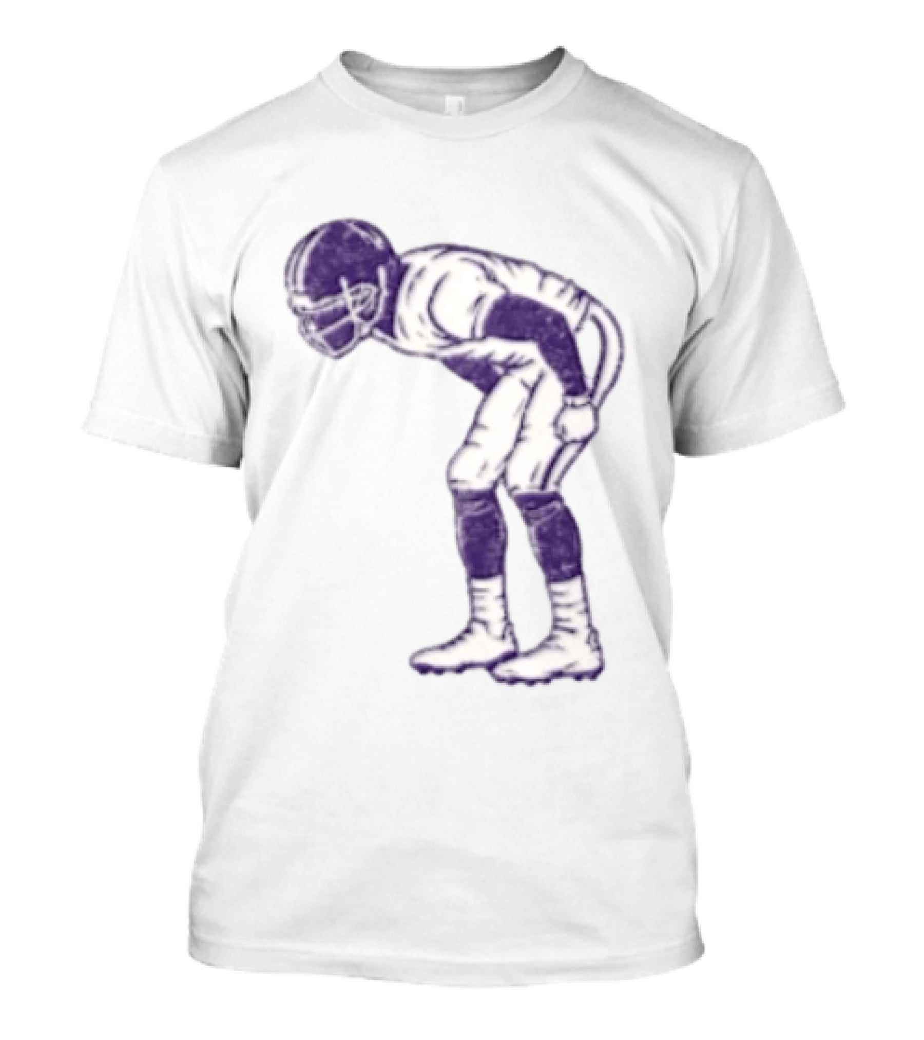 Distressed Purple American Football Player Resting Pose Vintage Look T-Shirt