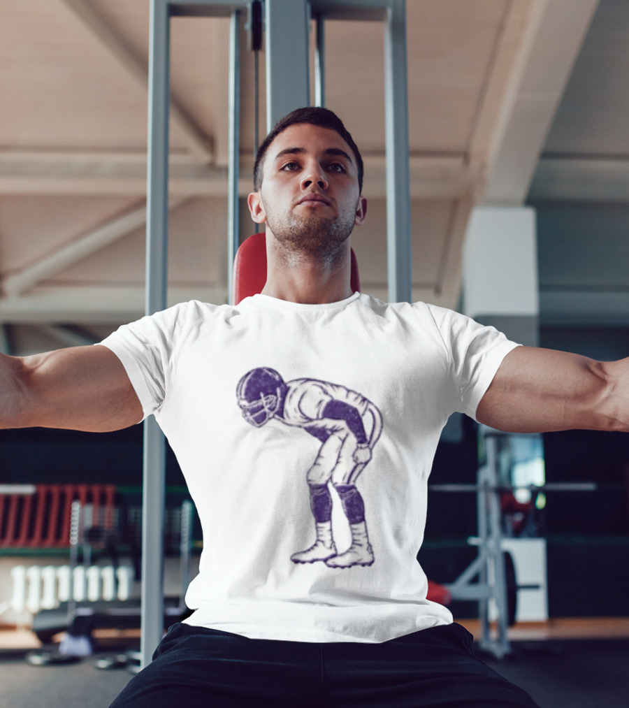 Distressed Purple American Football Player Resting Pose Vintage Look T-Shirt