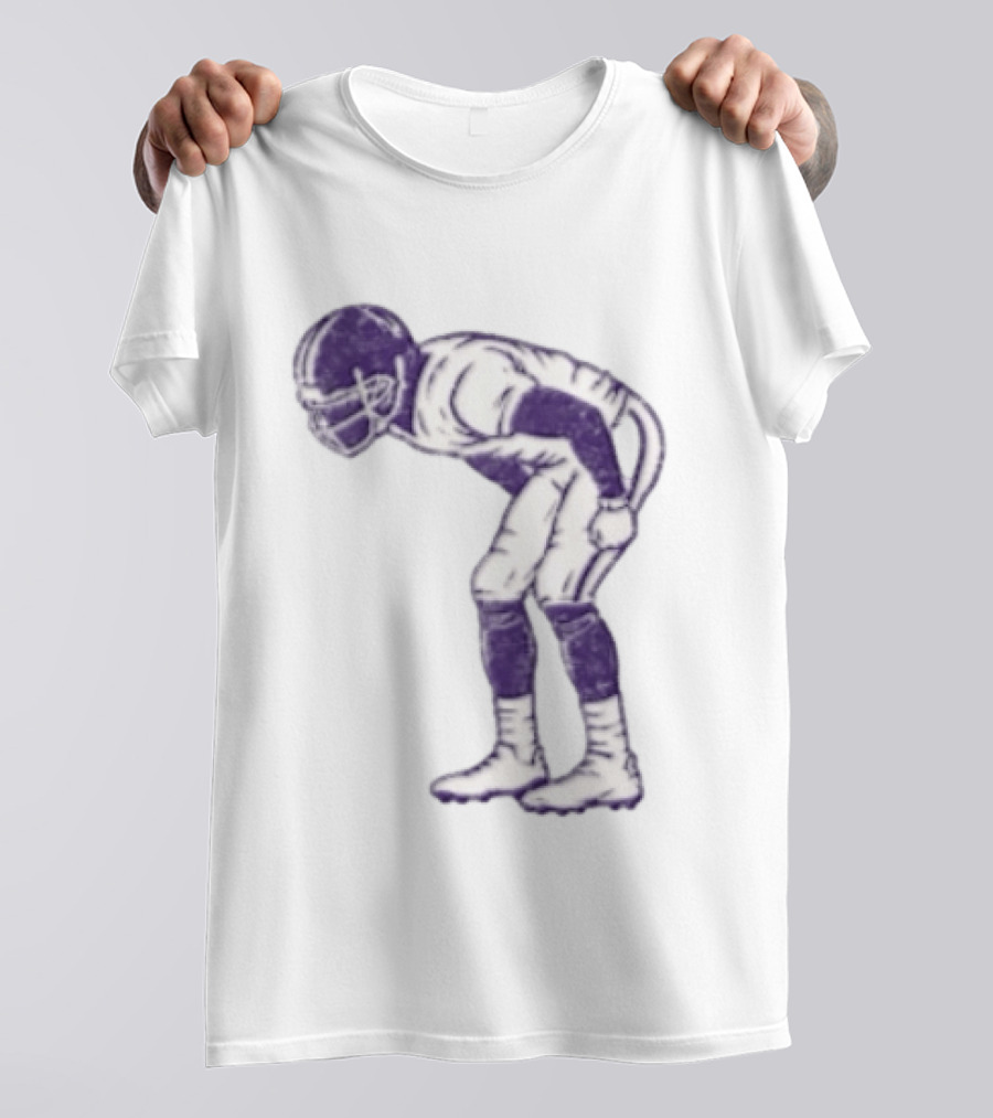 Distressed Purple American Football Player Resting Pose Vintage Look T-Shirt