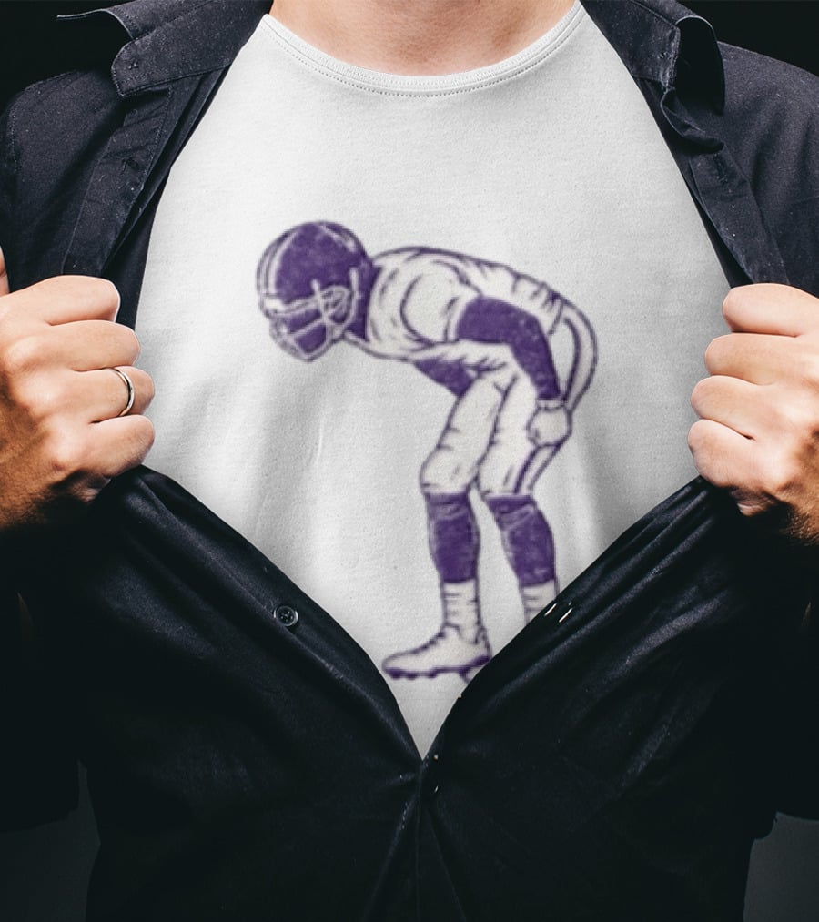 Distressed Purple American Football Player Resting Pose Vintage Look T-Shirt