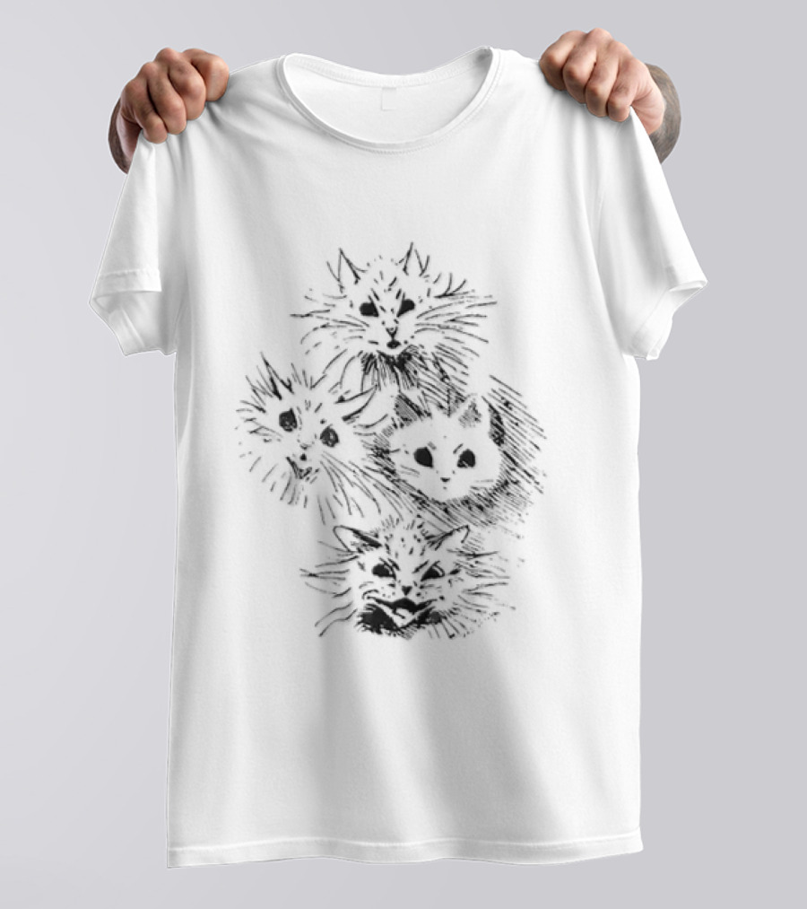 Four Cats Dynamic Black Sketch T-Shirt