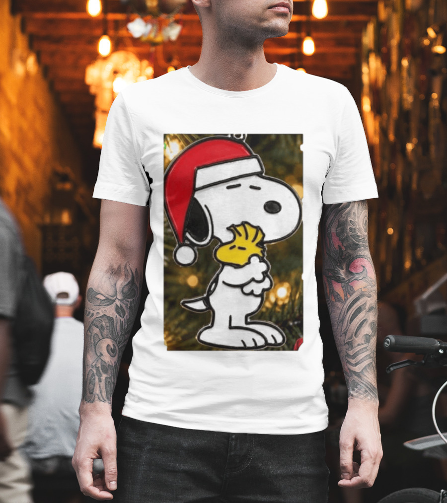 Snoopy Woodstock Christmas Hugging Best Holiday Gift Peanuts T-Shirt