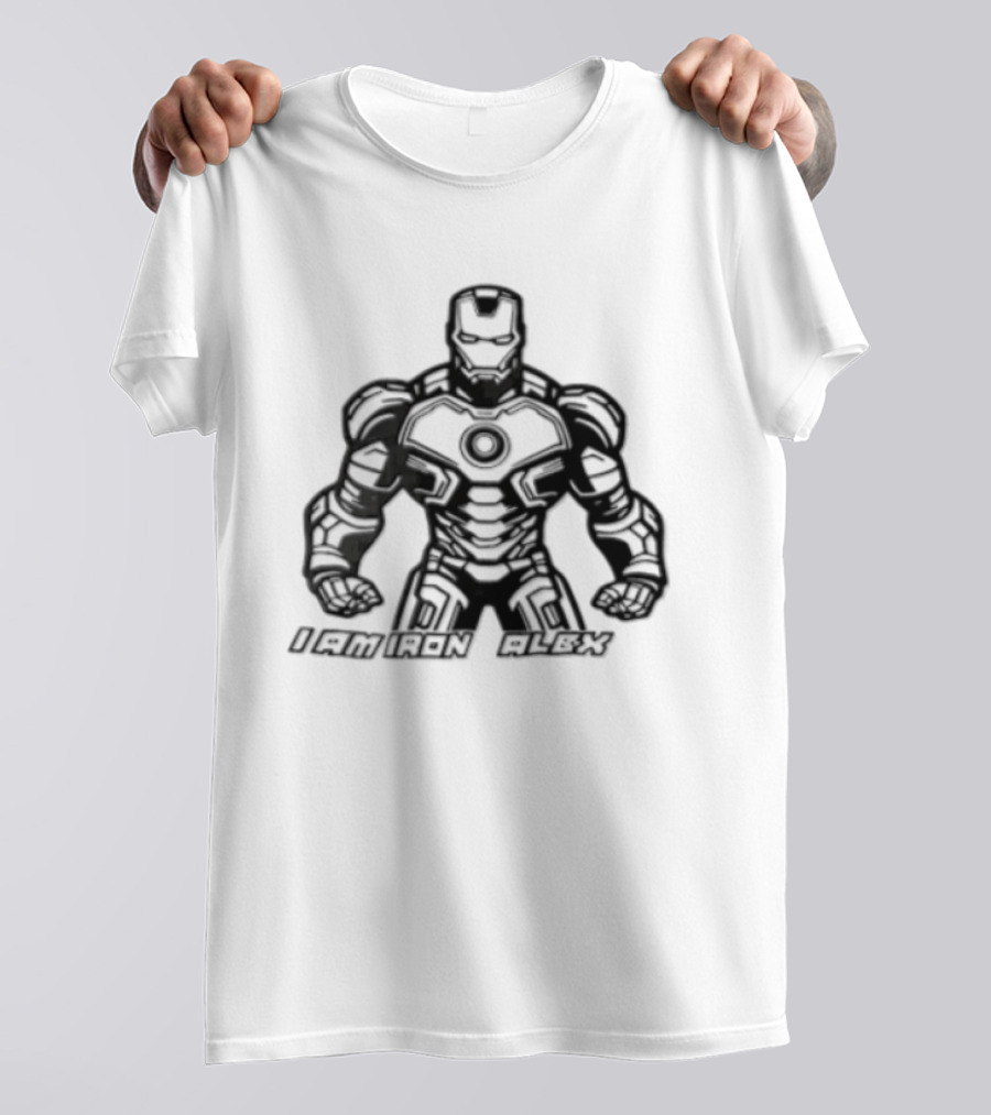I Am Iron Alex Armored Superhero Clenched Fists Line T-Shirt