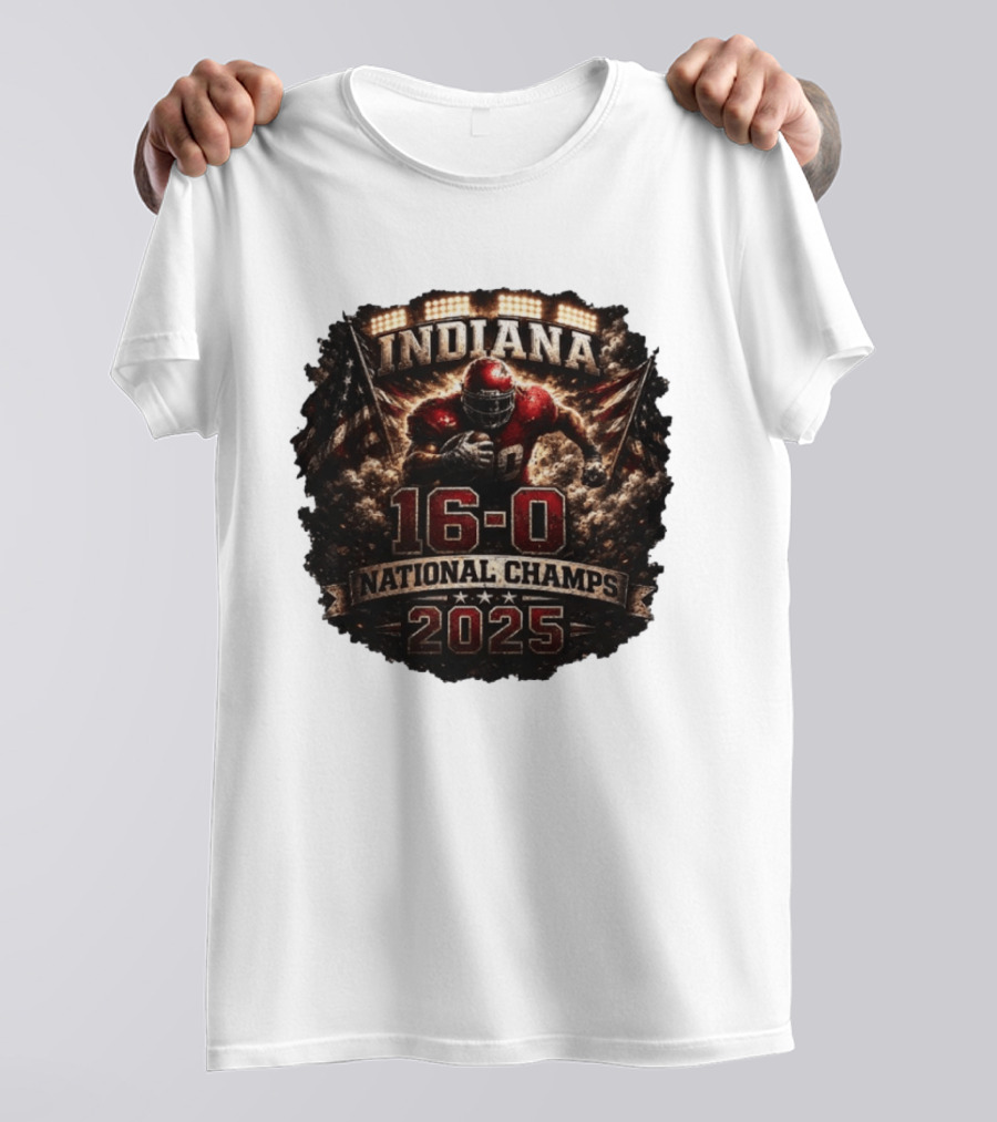 Indiana 16 0 National Champs 2025 Football Victory Celebration T-Shirt
