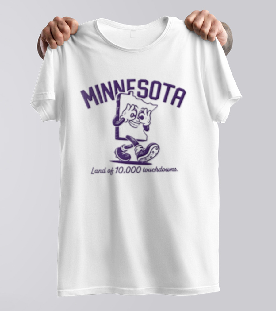 Minnesota Land Of 10000 Touchdowns Cartoon State Griddy Dance Football Cleats T-Shirt