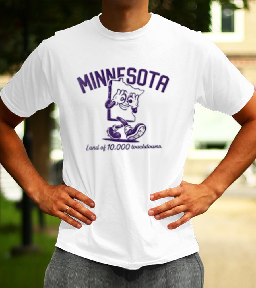 Minnesota Land Of 10000 Touchdowns Cartoon State Griddy Dance Football Cleats T-Shirt