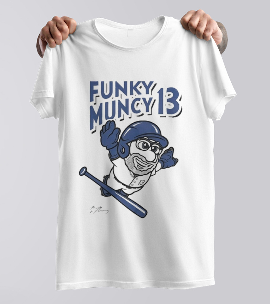 Funky Muncy 13 Max Los Angeles Dodgers Cartoon Baseball T-Shirt