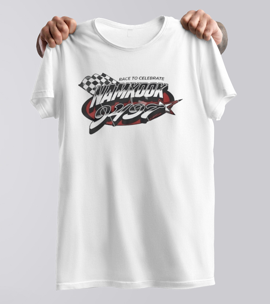 Race To Celebrate Namkook 9497 K Pop BTS Checkered Flag Star T-Shirt
