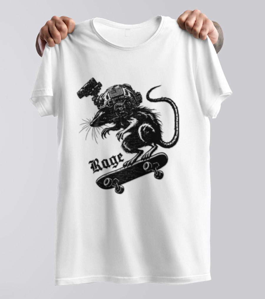 Skater Rat Tactical Helmet Night Vision Rage Skateboarding Adventure T-Shirt