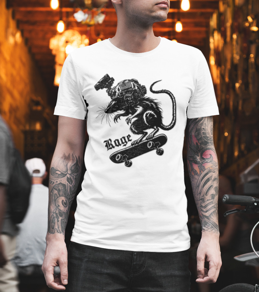 Skater Rat Tactical Helmet Night Vision Rage Skateboarding Adventure T-Shirt