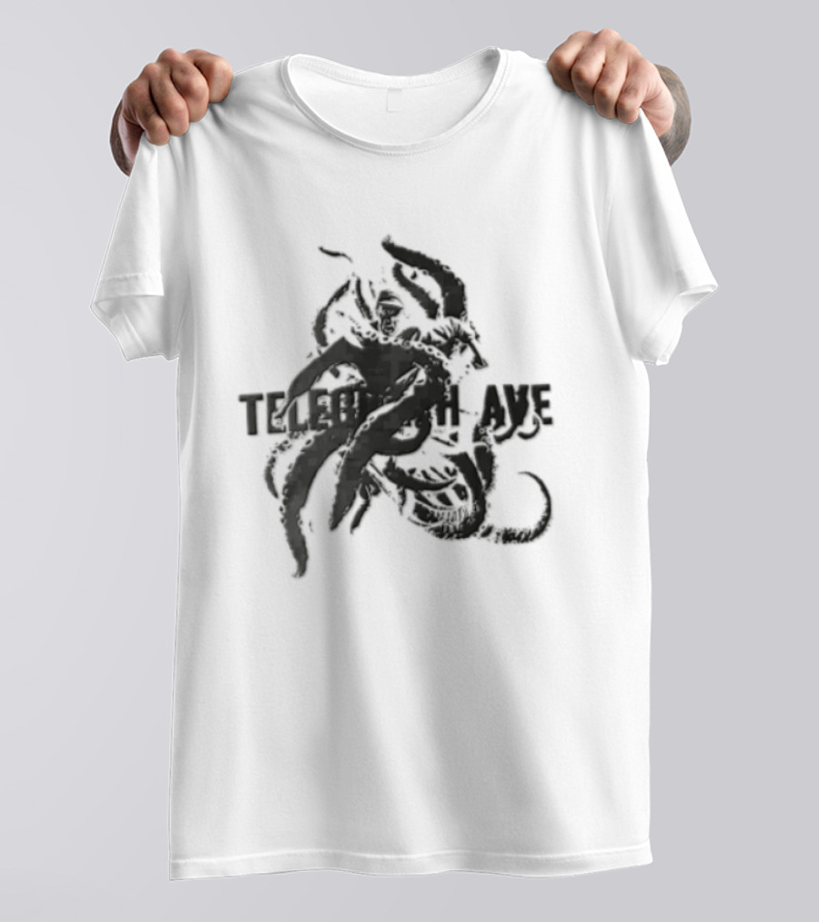 Telegraph Ave Giant Octopus Attacking Sailor Halftone T-Shirt