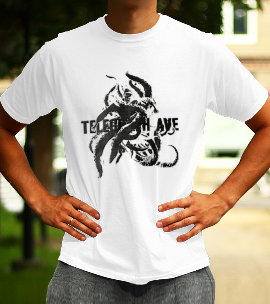 Telegraph Ave Giant Octopus Attacking Sailor Halftone T-Shirt