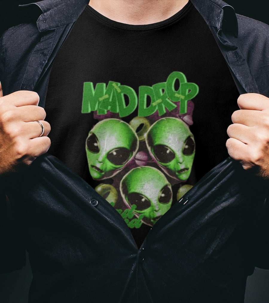 Mad Drop Aliens Space Planets Mad Brand T-Shirt