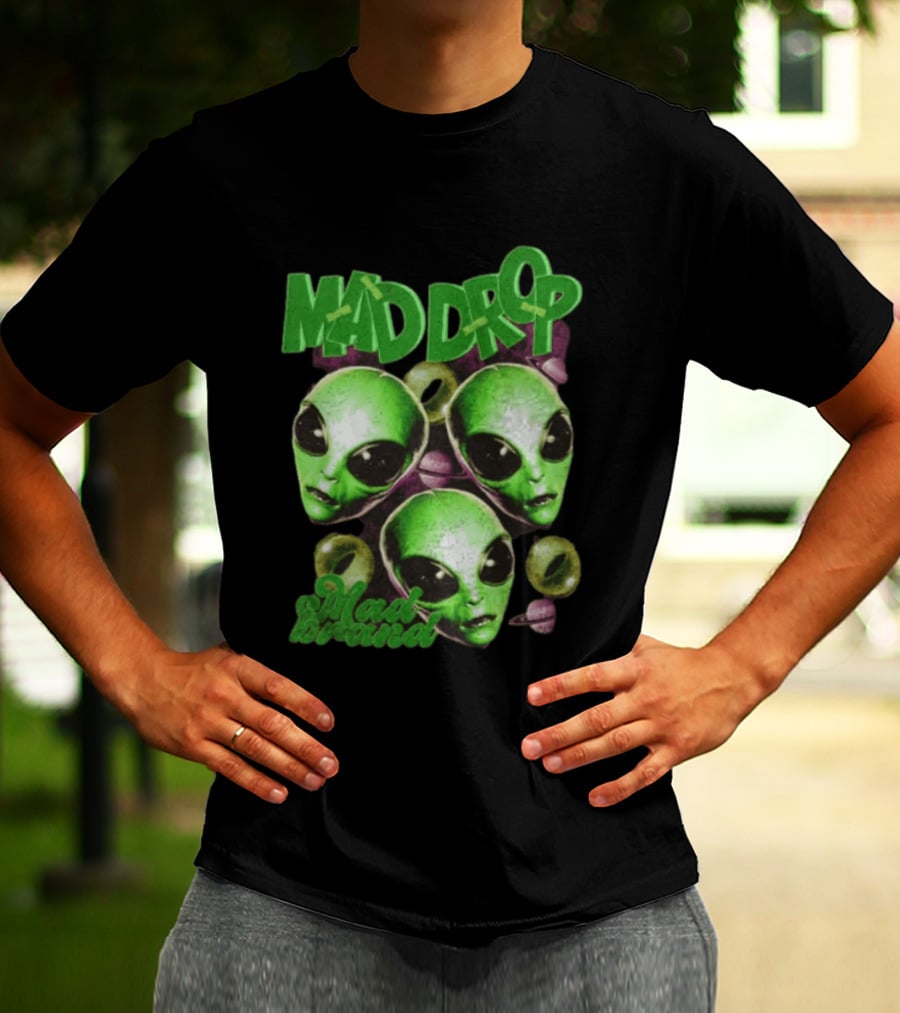 Mad Drop Aliens Space Planets Mad Brand T-Shirt