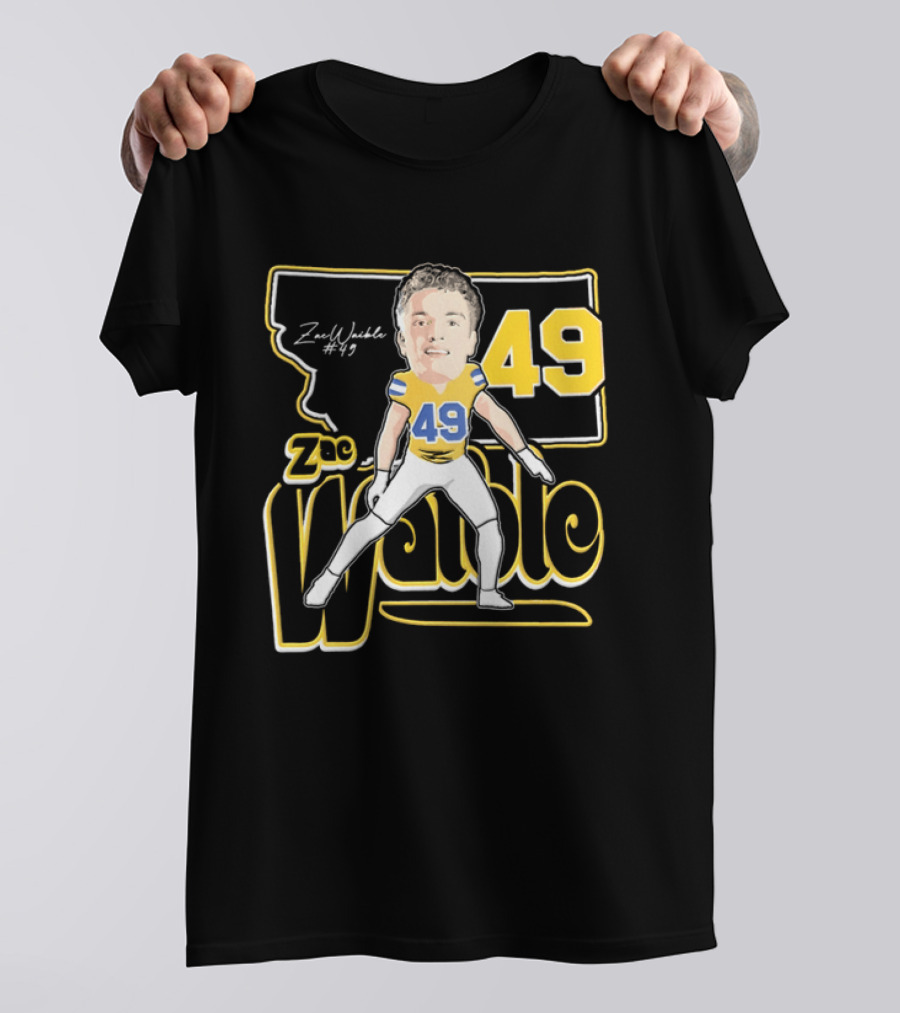 Zac Waible 49 Montana State Bobcats Football Caricature T-Shirt