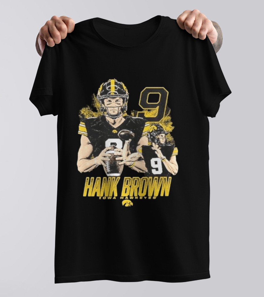 Hank Brown Iowa Hawkeyes Number 9 Football Player T-Shirt