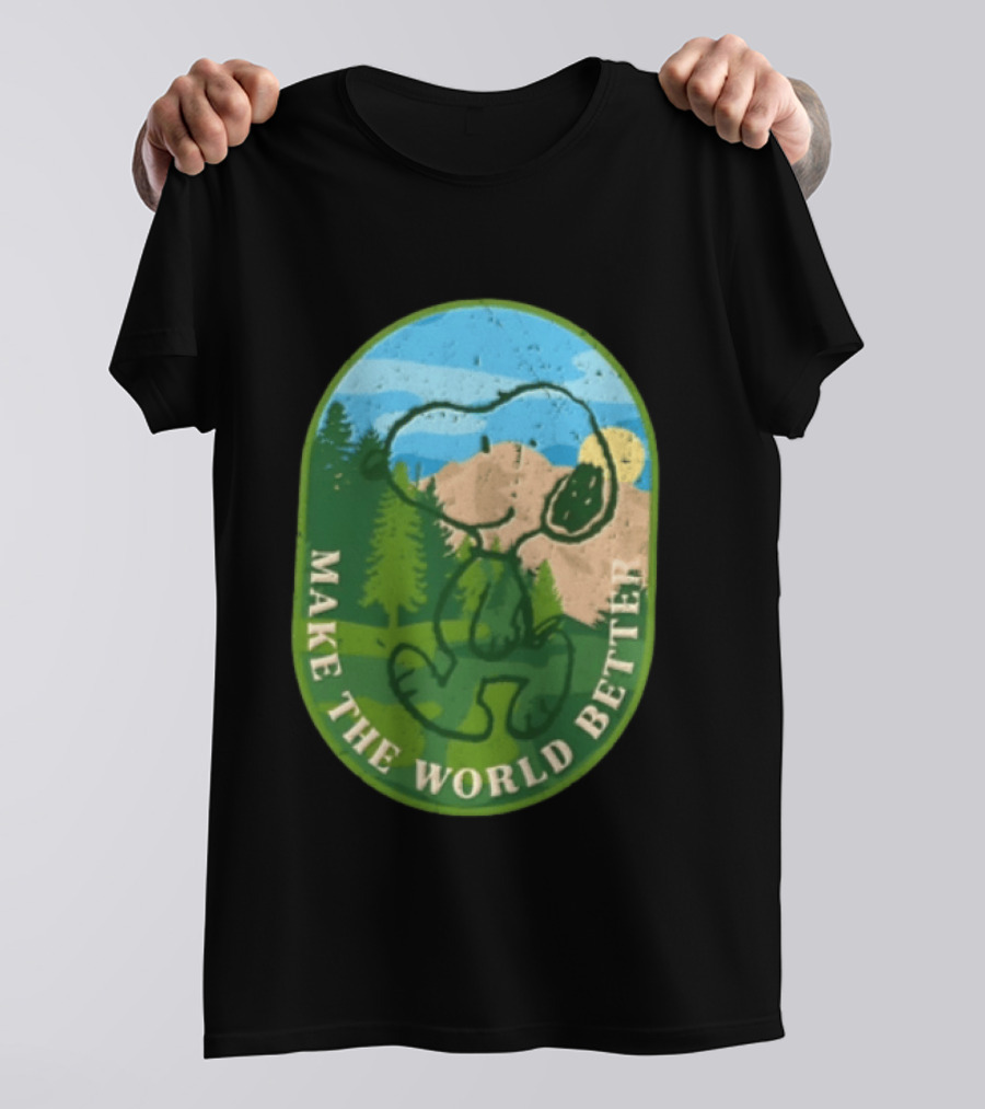 Snoopy Make The World Better Mountain Forest Retro Peanuts T-Shirt
