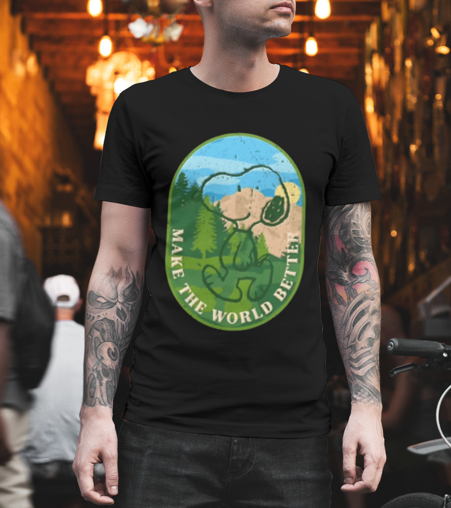 Snoopy Make The World Better Mountain Forest Retro Peanuts T-Shirt