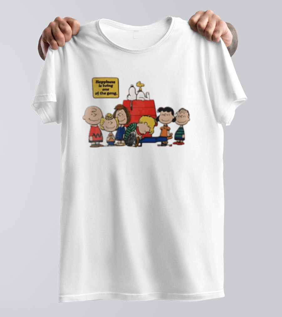 Peanuts Happiness Is Being One Of The Gang Snoopy Doghouse Schroeder Toy Piano Charles Schulz Cartoon T-Shirt