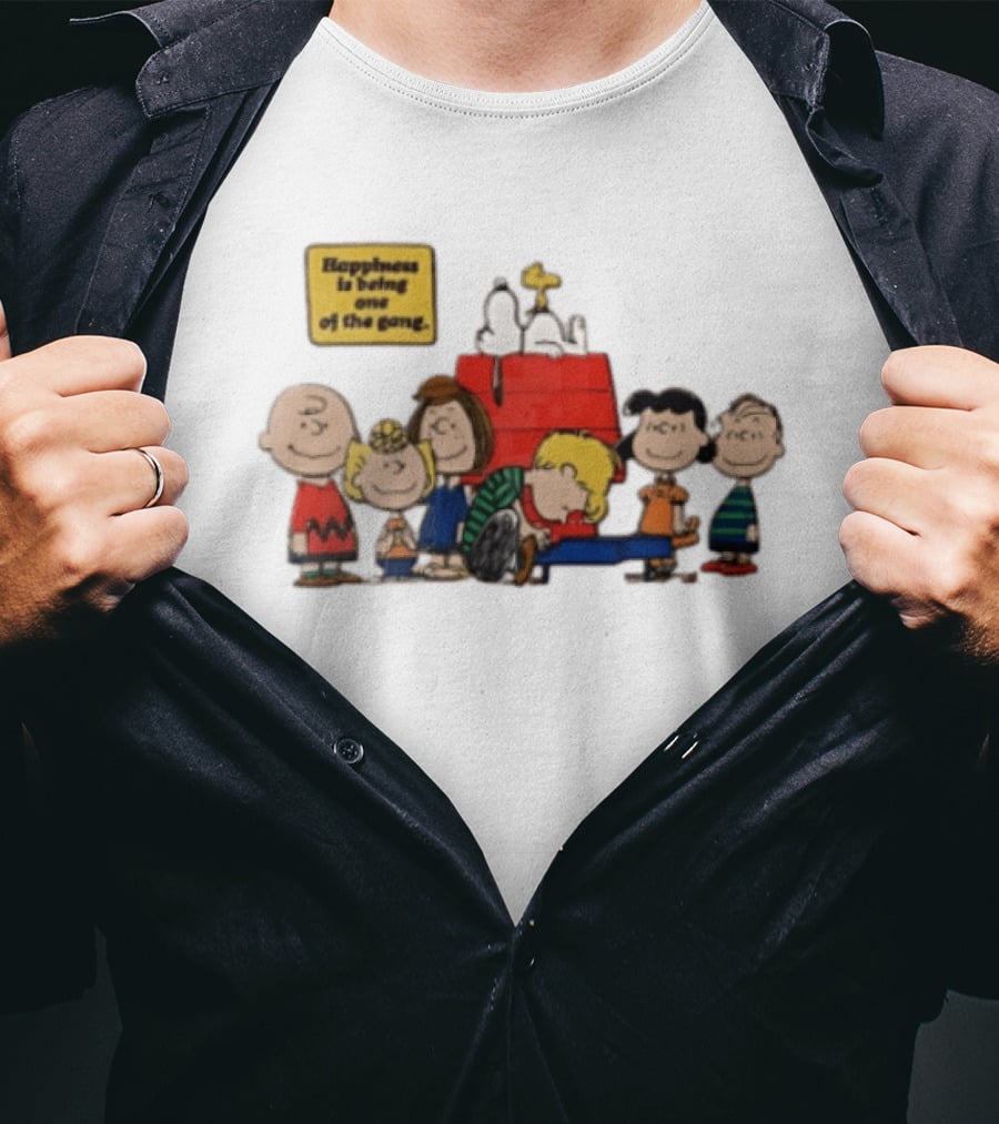 Peanuts Happiness Is Being One Of The Gang Snoopy Doghouse Schroeder Toy Piano Charles Schulz Cartoon T-Shirt