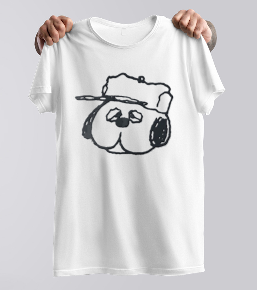 Peanuts Olaf Cartoon Droopy Dog Head Cap T-Shirt