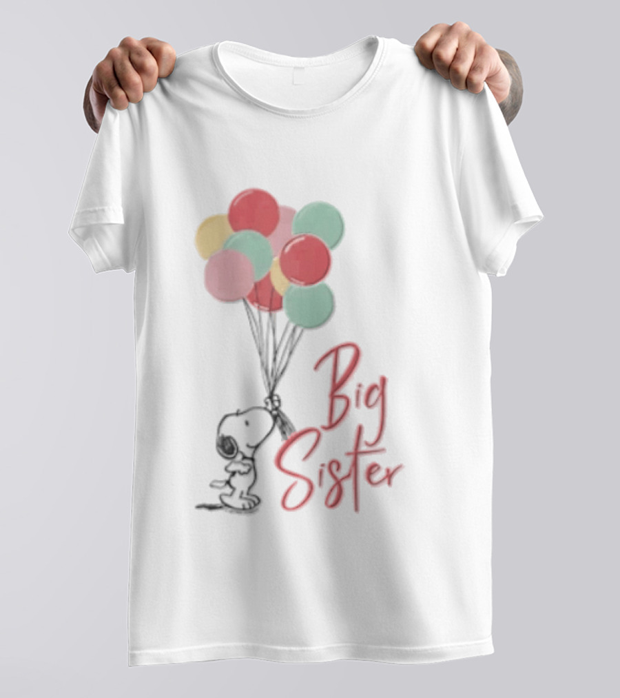 Peanuts Snoopy Big Sister Pastel Balloons Cartoon Dog T-Shirt