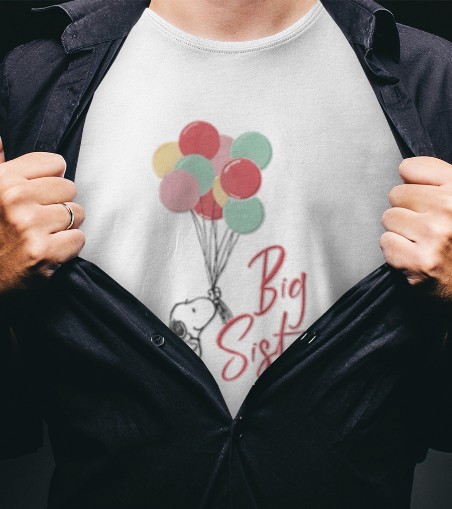 Peanuts Snoopy Big Sister Pastel Balloons Cartoon Dog T-Shirt