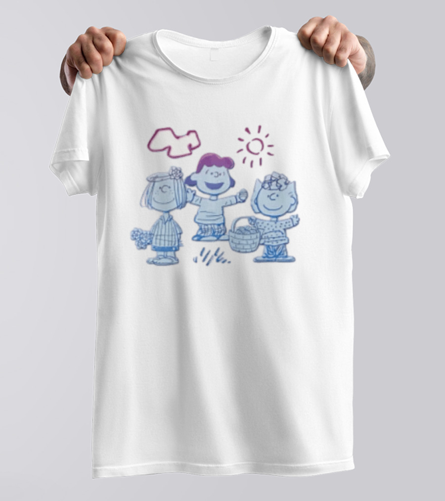 Peanuts Worldwide Easter Basket Line Cartoon Characters Sun And Clouds T-Shirt
