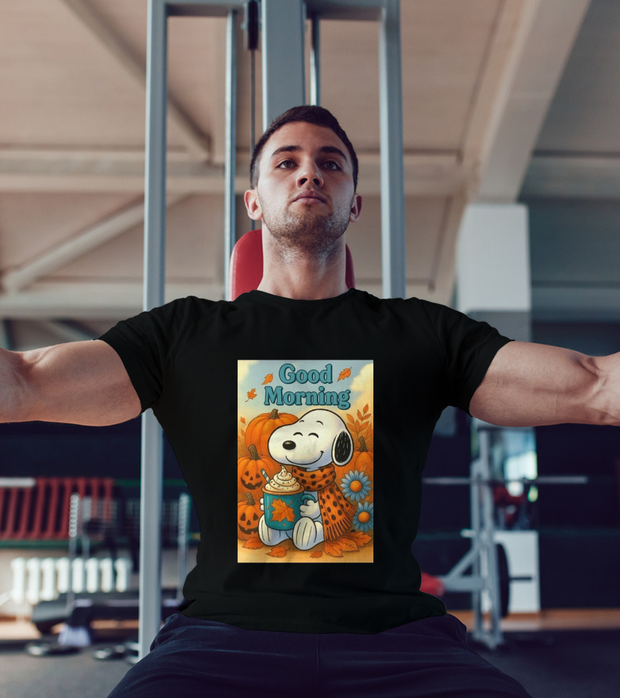 Snoopy Good Morning Autumn Pumpkin Latte Halloween T-Shirt