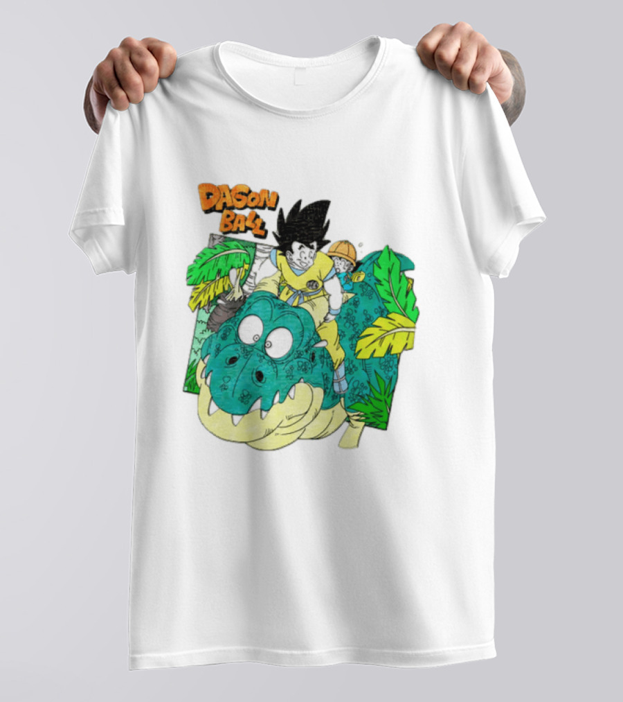 Goku Gohan Riding Dinosaur Dragon Ball Adventure Scene T-Shirt