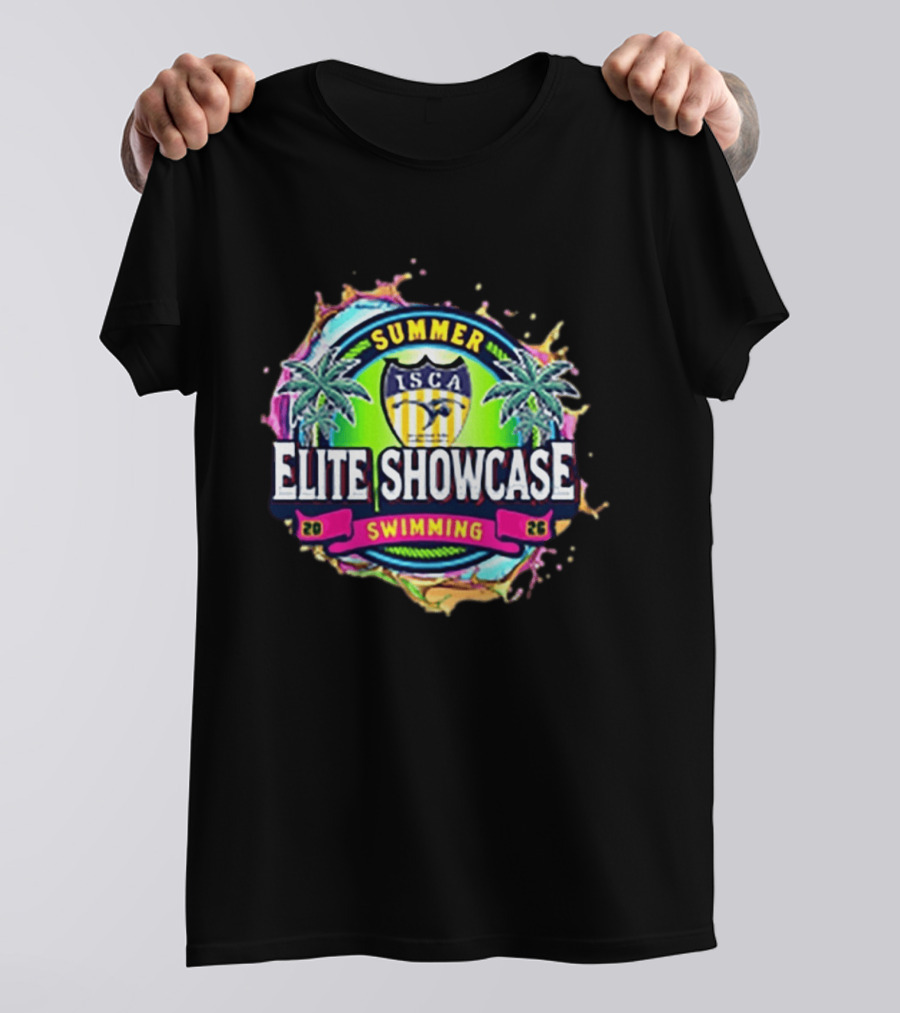 SUMMER ISCA Elite Showcase Swimming 2026 Event With Palm Trees And Splash T-Shirt