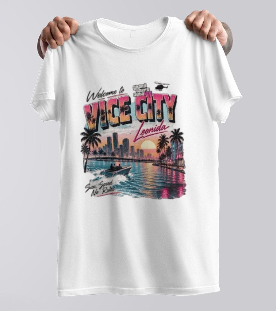 Welcome To Vice City GTA VI Sun Speed No Rules Leonida T-Shirt