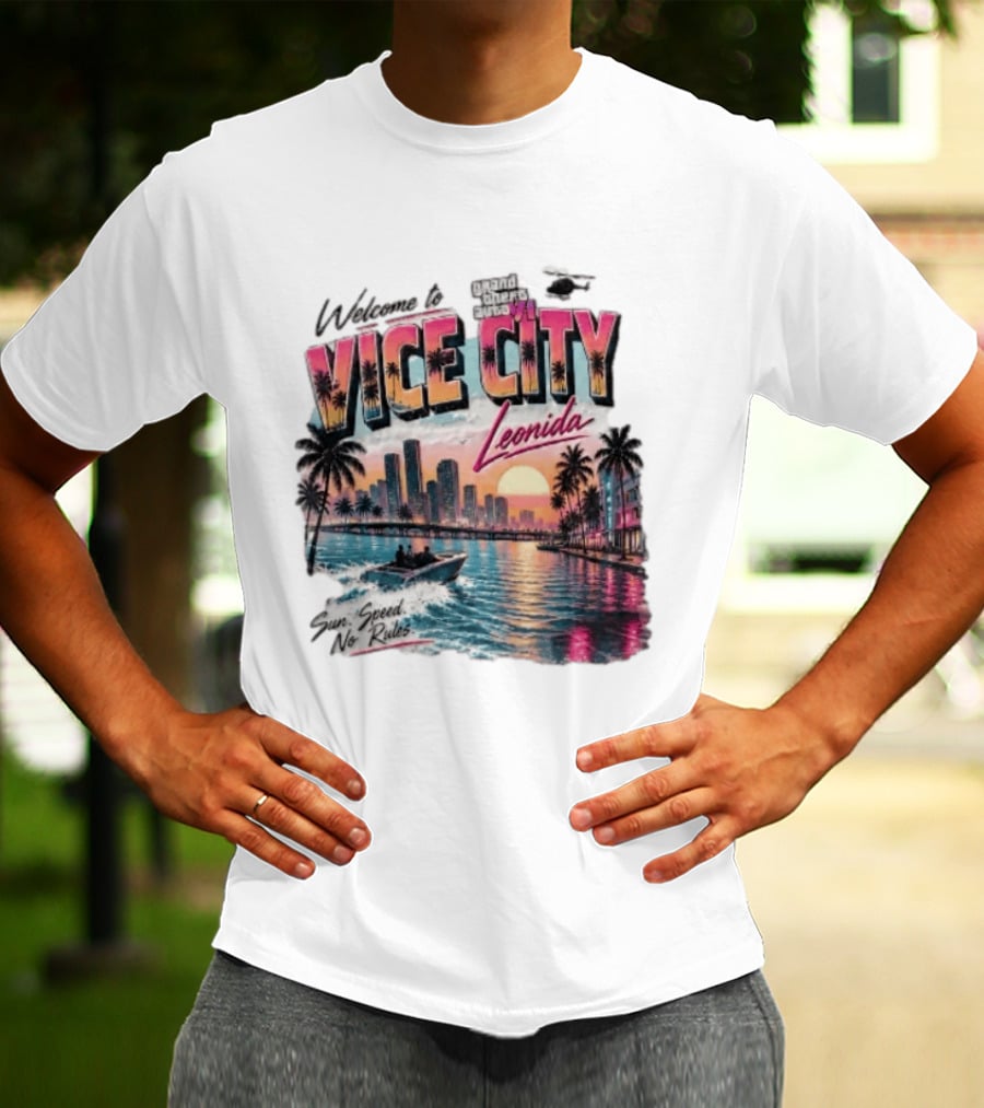 Welcome To Vice City GTA VI Sun Speed No Rules Leonida T-Shirt