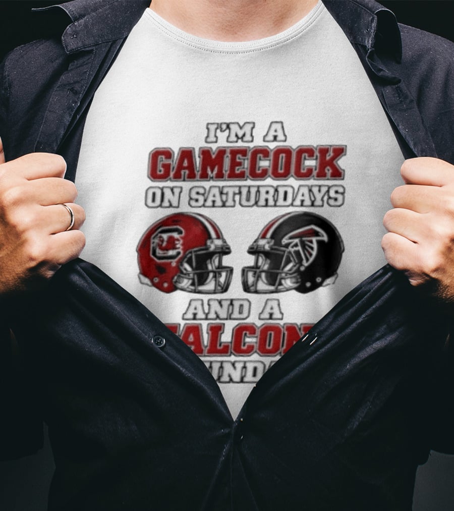 I'm A Gamecock On Saturdays And A Falcon On Sundays Helmet Football Fan شعار T-Shirt